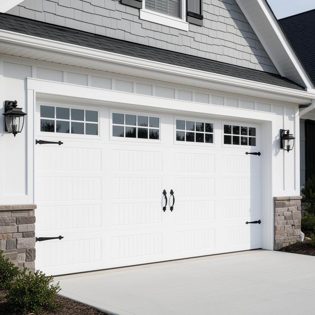 Beautiful new carriage-style garage door installed by Garage Door Macedon technicians in Rochester NY